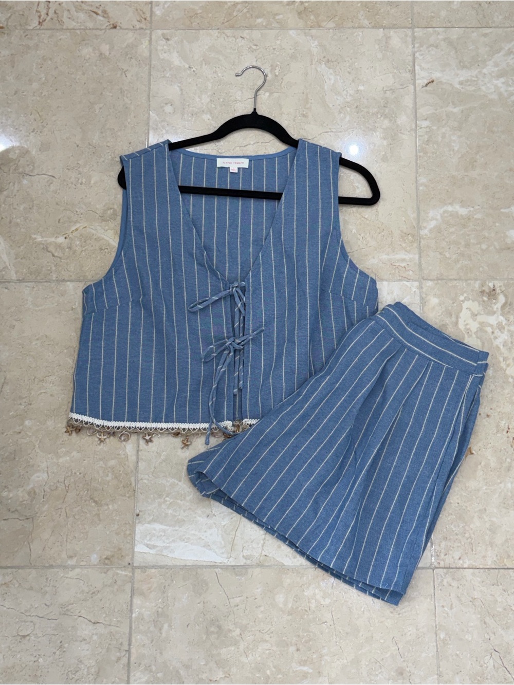 Local Boutique - Striped Blue Two-Piece Tank and Short Set